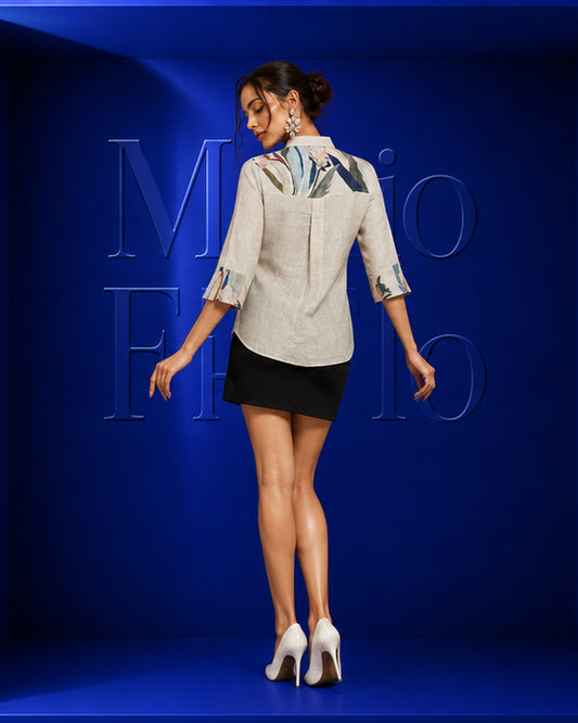 Printed linen top